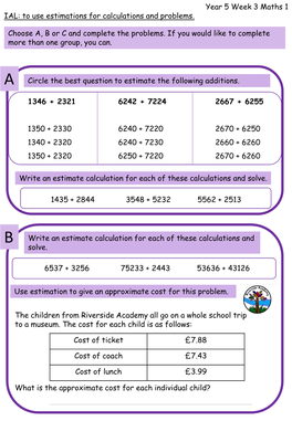 Week 3 Maths 1 IAL: to Use Estimations for Calculations and Problems