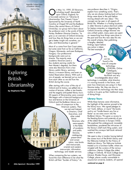 Exploring British Librarianship Continued from Page 6