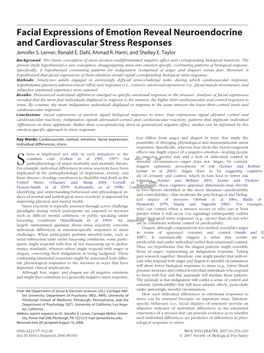 Facial Expressions of Emotion Reveal Neuroendocrine and Cardiovascular Stress Responses Jennifer S