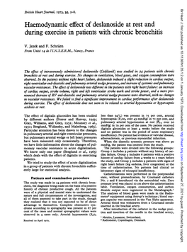 Haemodynamic Effect of Deslanoside at Rest and During Exercise in Patients with Chronic Bronchitis