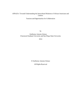 Towards Understanding the Intercultural Relations of African Americans and Latinos: Tensions and Opportunities for Collaboration