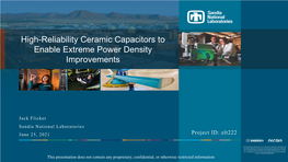 High-Reliability Ceramic Capacitors to Enable Extreme Power Density Improvements