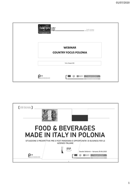 Food & Beverages Made in Italy in Polonia