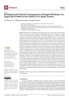 Biological and Clinical Consequences of Integrin Binding Via a Rogue RGD Motif in the SARS Cov-2 Spike Protein