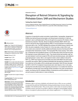 Signaling by Phthalate Esters: SAR and Mechanism Studies