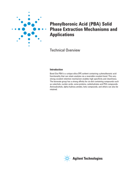 Phenylboronic Acid (PBA) Solid Phase Extraction Mechanisms and Applications