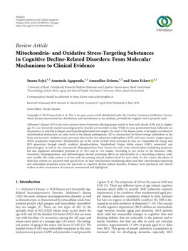 Mitochondria-And Oxidative Stress-Targeting Substances In