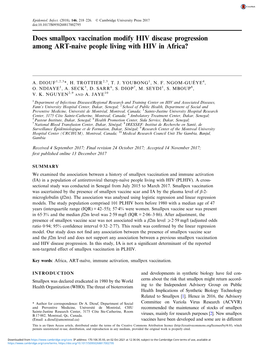 Does Smallpox Vaccination Modify HIV Disease Progression Among ART-Naive People Living with HIV in Africa?