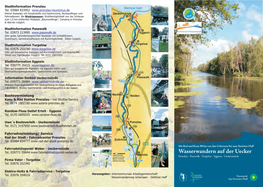 Wasserwandern Auf Der Uecker Prenzlau - Pasewalk - Torgelow - Eggesin - Ueckermünde Firma Vater - Torgelow Tel