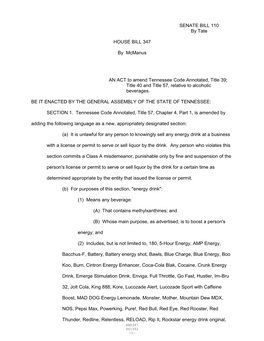 SENATE BILL 110 by Tate HOUSE BILL 347 by Mcmanus an ACT to Amend Tennessee Code Annotated, Title 39; Title 40 and Title