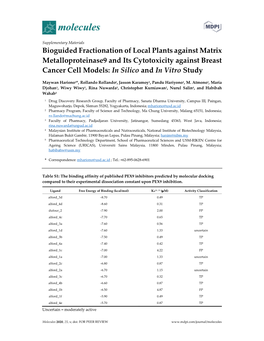 Bioguided Fractionation of Local Plants Against Matrix Metalloproteinase9 and Its Cytotoxicity Against Breast Cancer Cell Models: in Silico and in Vitro Study