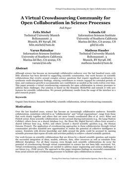 A Virtual Crowdsourcing Community for Open Collaboration in Science