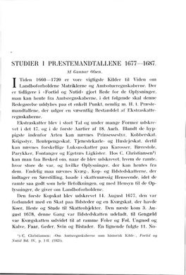 STUDIER I PRÆSTEMANDTALLENE 1677—1687. Af Gunnar Olsen