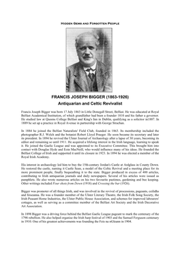FRANCIS JOSEPH BIGGER (1863-1926) Antiquarian and Celtic Revivalist