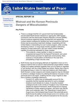 Mistrust and the Korean Peninsula: Special Reports: Publications: U.S