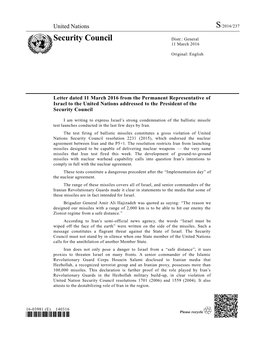 Security Council Distr.: General 11 March 2016