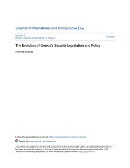 The Evolution of Greece's Security Legislation and Policy