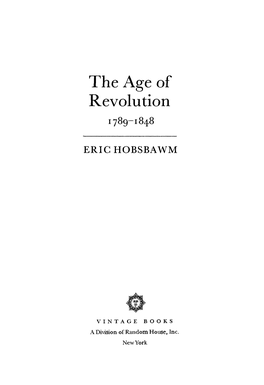 The Age of Revolution I789-1848