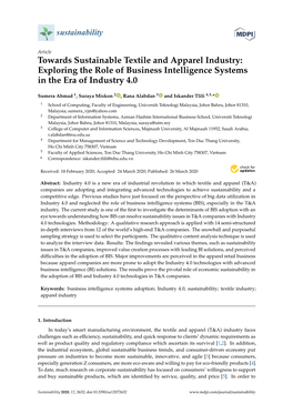 Towards Sustainable Textile and Apparel Industry: Exploring the Role of Business Intelligence Systems in the Era of Industry 4.0
