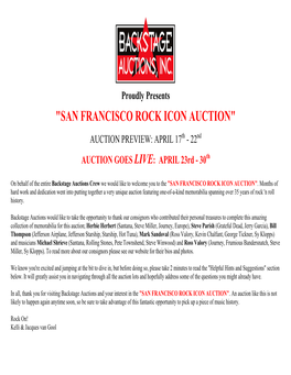"San Francisco Rock Icon Auction"