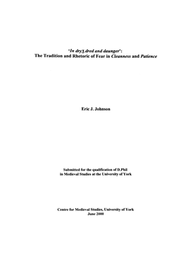 The Tradition and Rhetoric of Fear in Cleanness and Patience Eric J