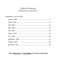 Table of Contents FFSAQ’S News Items 2019