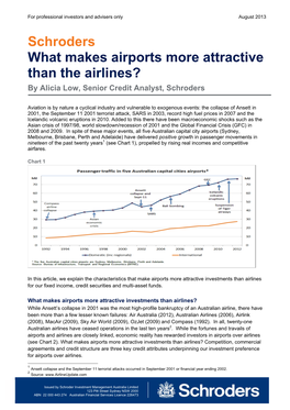 Schroders What Makes Airports More Attractive Than the Airlines? by Alicia Low, Senior Credit Analyst, Schroders