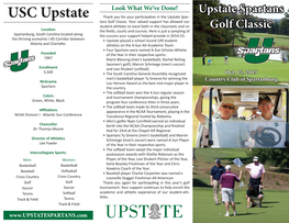 15Th Annual Sponsorship Information Player Information Upstate Spartans Golf Classic Schedule of Events Format Awards