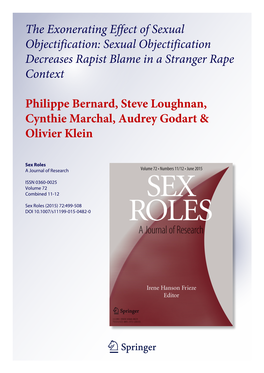 Sexual Objectification Decreases Rapist Blame in a Stranger Rape Context