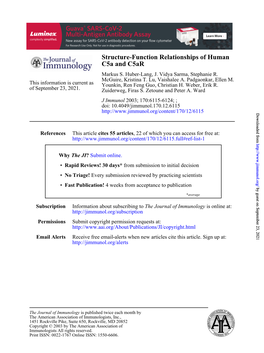 C5a and C5ar Structure-Function Relationships of Human