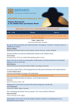 Brismes 2013 Full Conference Programme