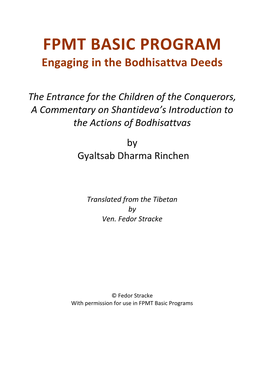 Bodhisattvacharyavatara Chpt 1 Commentary