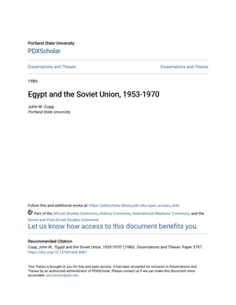Egypt and the Soviet Union, 1953-1970
