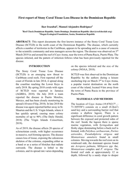 First Report of Stony Coral Tissue Loss Disease in the Dominican Republic