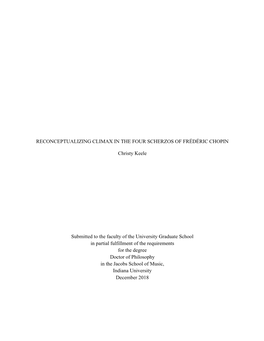 Reconceptualizing Climax in the Four Scherzos of Frédéric Chopin