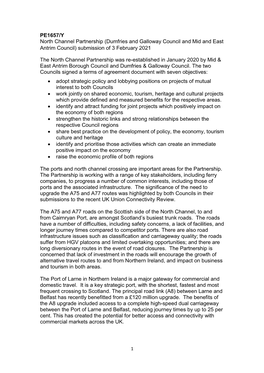 PE1657/Y North Channel Partnership (Dumfries and Galloway Council and Mid and East Antrim Council) Submission of 3 February 2021