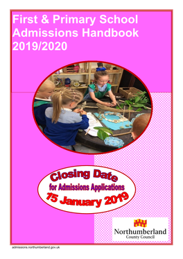 First & Primary School Admissions Handbook 2019/2020