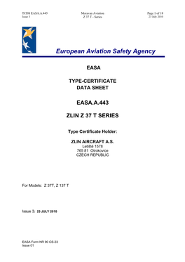 EASA.A.443 Issue 3 ZLIN Aircraft ZLIN Z 37 T-Series
