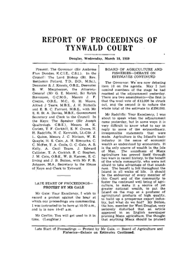 Report of Proceedings of Tynwald Court