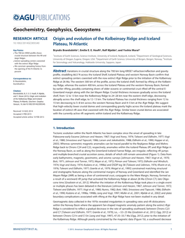 Origin and Evolution of the Kolbeinsey Ridge and Iceland Plateau, N‐