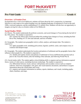 Pre-Visit Guide Grade 4