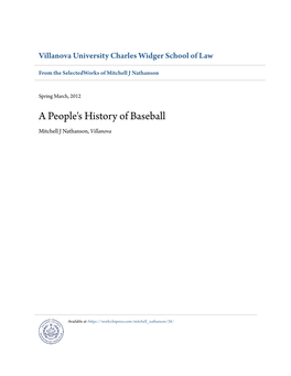 A People's History of Baseball Mitchell J Nathanson, Villanova