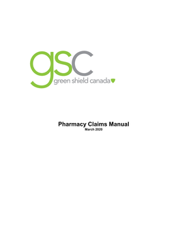 Pharmacy Claims Manual March 2020