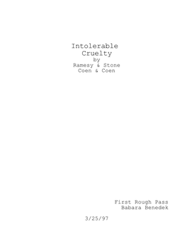 Intolerable Cruelty by Ramesy & Stone Coen & Coen