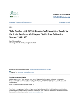 "Take Another Look at 'Em": Passing Performances of Gender in the Junior-Freshman Weddings of Florida State College for Women, 1909-1925