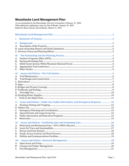 Moosilauke Management Plan