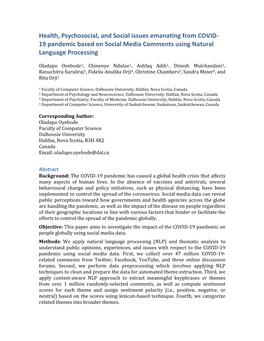 Health, Psychosocial, and Social Issues Emanating from COVID- 19 Pandemic Based on Social Media Comments Using Natural Language Processing