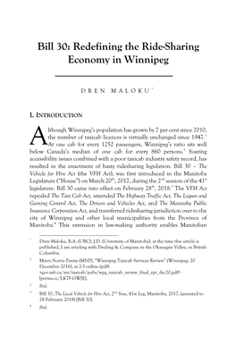 Bill 30: Redefining the Ride-Sharing Economy in Winnipeg