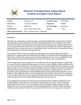 National Transportation Safety Board Aviation Accident Final Report