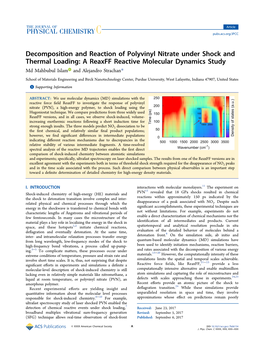 Decomposition and Reaction of Polyvinyl Nitrate Under Shock and Thermal Loading: a Reaxff Reactive Molecular Dynamics Study Md Mahbubul Islam and Alejandro Strachan*